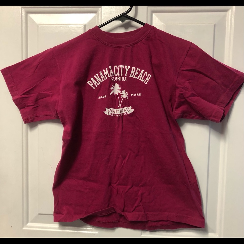 Panama City Beach T Shirt Burgundy/Red Kids sizeXL